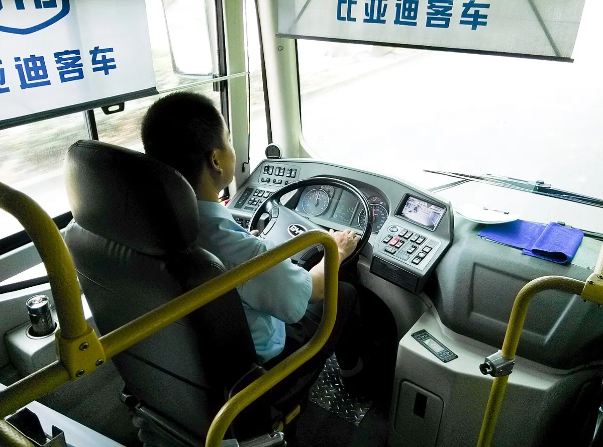 Illustrative professional driver at work